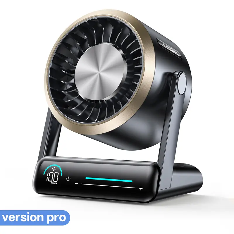 Coolhill Desktop Fan Turbo Table Fan, Travel Vacation Essentials for Office, 100-Speed Digital Display, Low Noise, Rechargeable Battery, Dual Adjustment Modes, Portable Quiet Cooling Fan, Tech Gadgets for Office Work Accessories