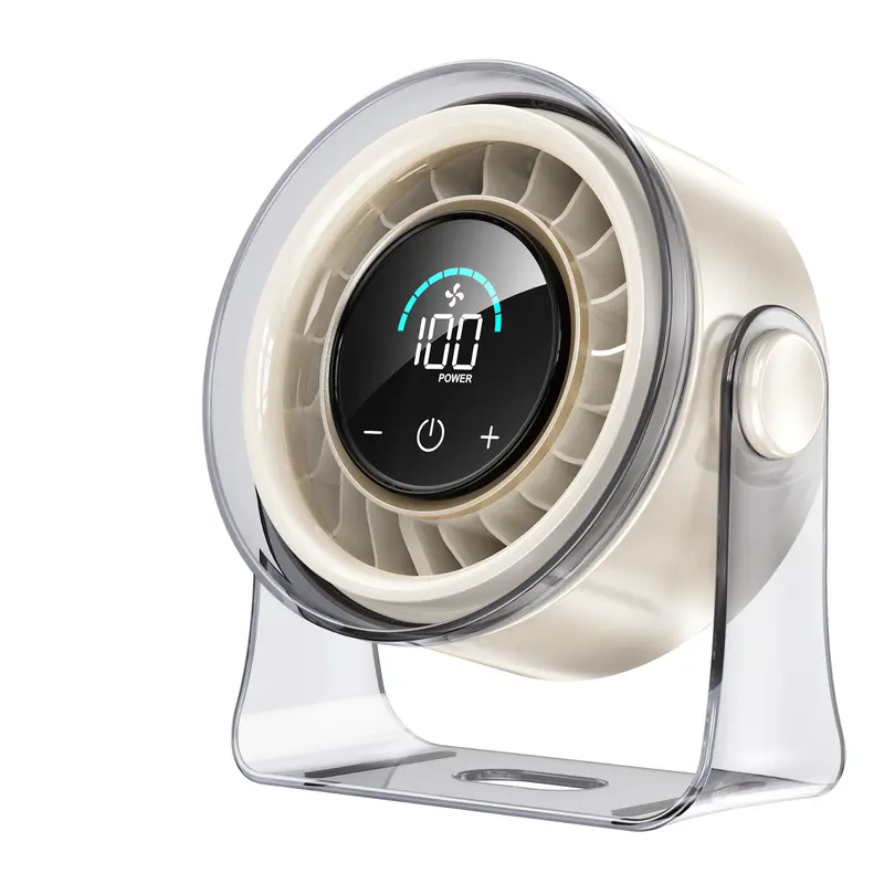 Coolhill Desktop Fan Turbo Table Fan, Travel Vacation Essentials for Office, 100-Speed Digital Display, Low Noise, Rechargeable Battery, Dual Adjustment Modes, Portable Quiet Cooling Fan, Tech Gadgets for Office Work Accessories