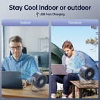 Coolhill Desktop Fan Turbo Table Fan, Travel Vacation Essentials for Office, 100-Speed Digital Display, Low Noise, Rechargeable Battery, Dual Adjustment Modes, Portable Quiet Cooling Fan, Tech Gadgets for Office Work Accessories