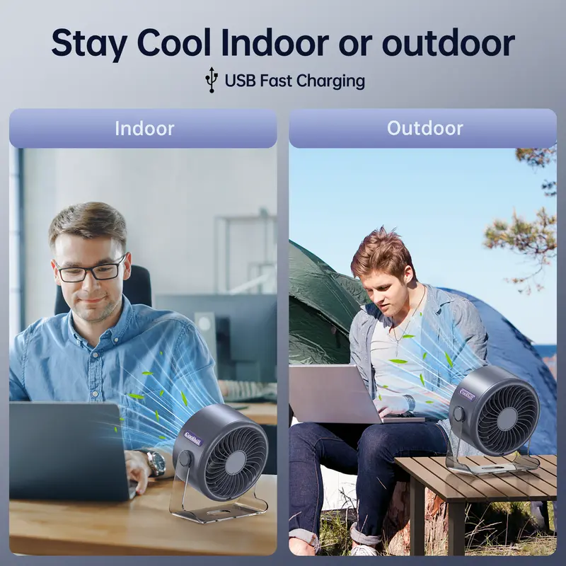 Coolhill Desktop Fan Turbo Table Fan, Travel Vacation Essentials for Office, 100-Speed Digital Display, Low Noise, Rechargeable Battery, Dual Adjustment Modes, Portable Quiet Cooling Fan, Tech Gadgets for Office Work Accessories