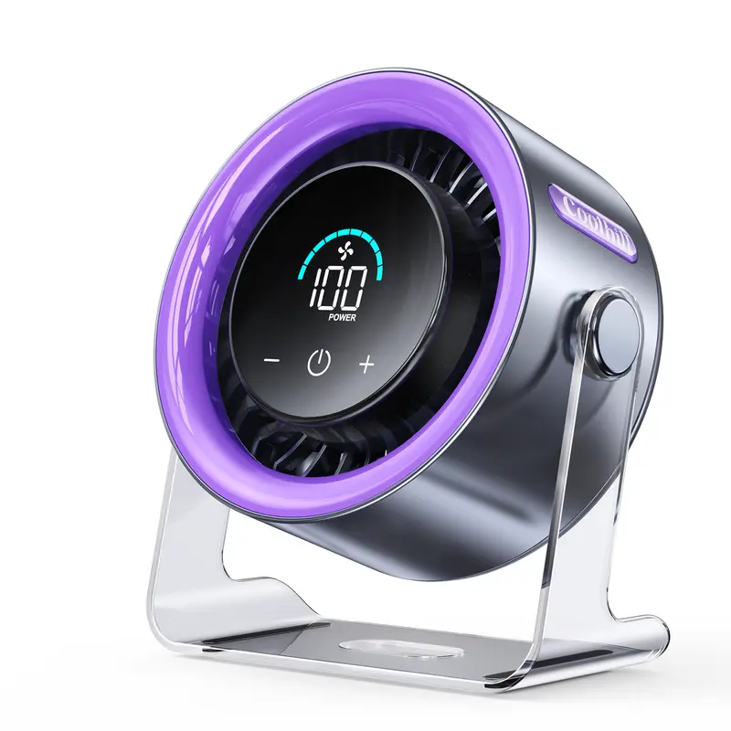 Coolhill Desktop Fan Turbo Table Fan, Travel Vacation Essentials for Office, 100-Speed Digital Display, Low Noise, Rechargeable Battery, Dual Adjustment Modes, Portable Quiet Cooling Fan, Tech Gadgets for Office Work Accessories